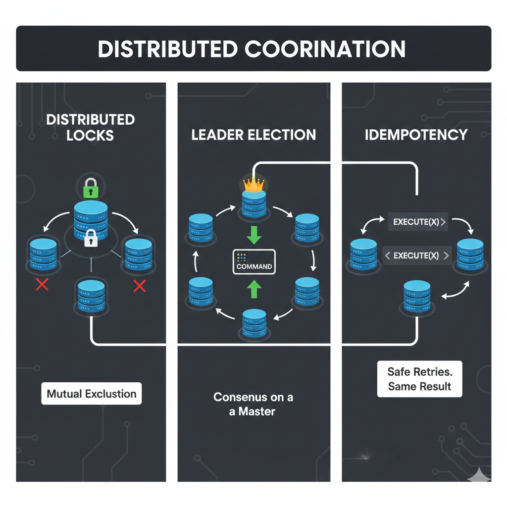 Distributed Coordination: Locks, Leader Election & Idempotency
